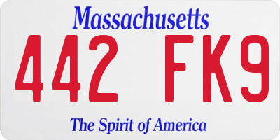 MA license plate 442FK9