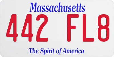 MA license plate 442FL8