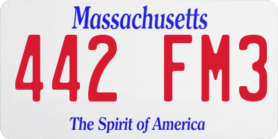 MA license plate 442FM3