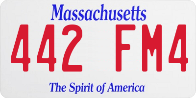 MA license plate 442FM4