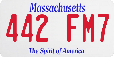 MA license plate 442FM7