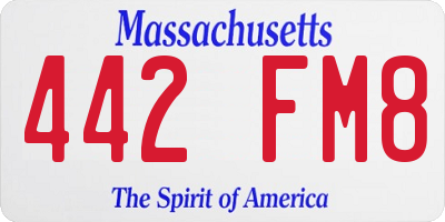 MA license plate 442FM8