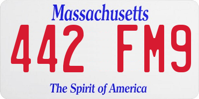 MA license plate 442FM9