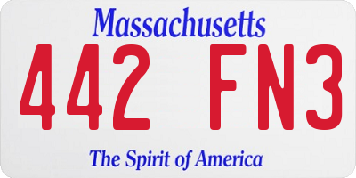MA license plate 442FN3