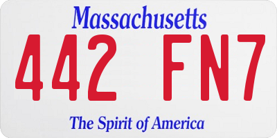 MA license plate 442FN7