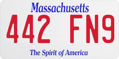 MA license plate 442FN9