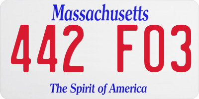 MA license plate 442FO3