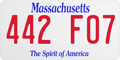 MA license plate 442FO7