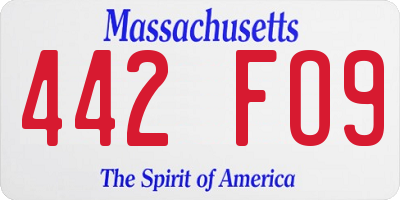 MA license plate 442FO9