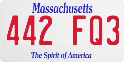 MA license plate 442FQ3