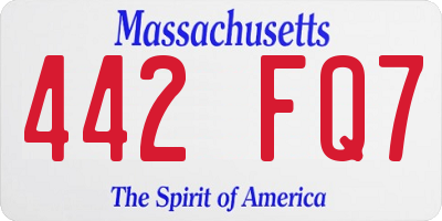 MA license plate 442FQ7