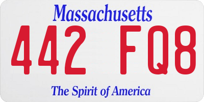MA license plate 442FQ8