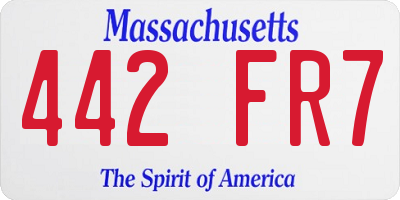 MA license plate 442FR7