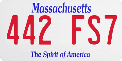 MA license plate 442FS7