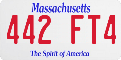 MA license plate 442FT4