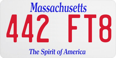 MA license plate 442FT8