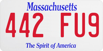 MA license plate 442FU9
