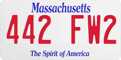 MA license plate 442FW2