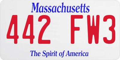MA license plate 442FW3