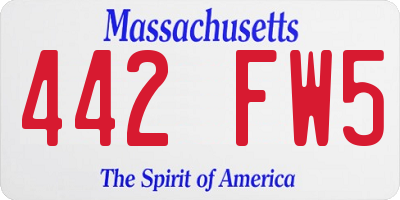 MA license plate 442FW5