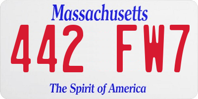MA license plate 442FW7