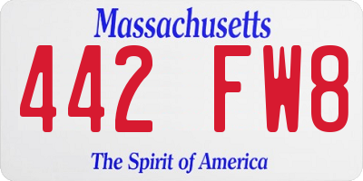 MA license plate 442FW8