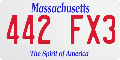 MA license plate 442FX3