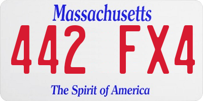 MA license plate 442FX4