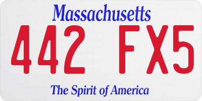 MA license plate 442FX5