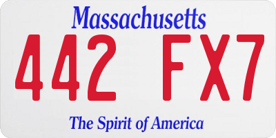MA license plate 442FX7