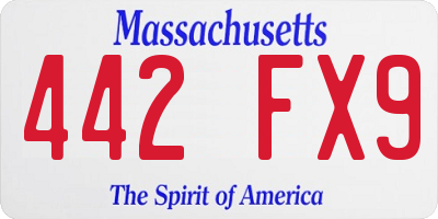 MA license plate 442FX9