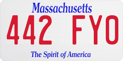 MA license plate 442FY0