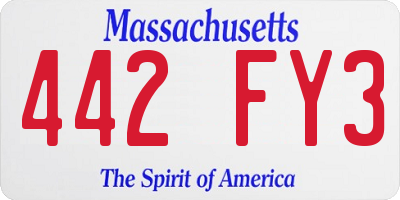 MA license plate 442FY3