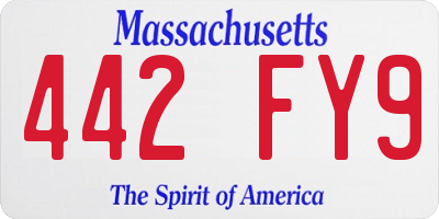 MA license plate 442FY9