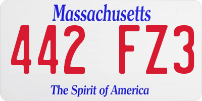 MA license plate 442FZ3