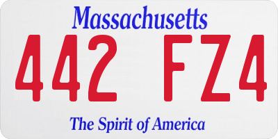MA license plate 442FZ4