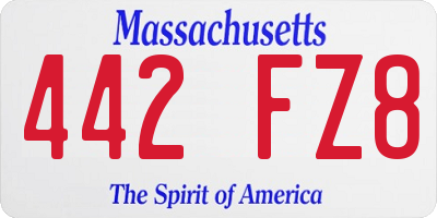 MA license plate 442FZ8