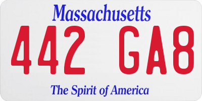 MA license plate 442GA8