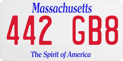 MA license plate 442GB8