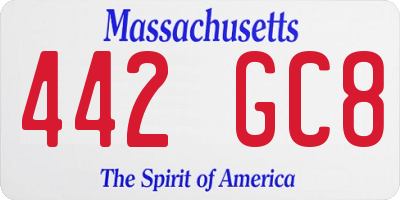 MA license plate 442GC8