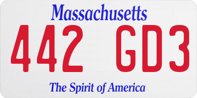 MA license plate 442GD3