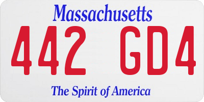 MA license plate 442GD4