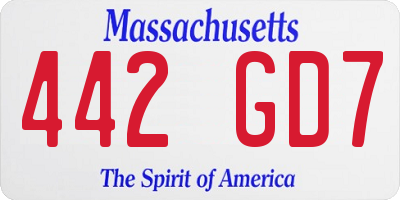 MA license plate 442GD7
