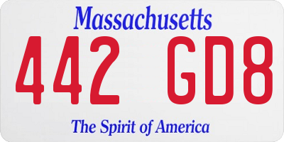 MA license plate 442GD8