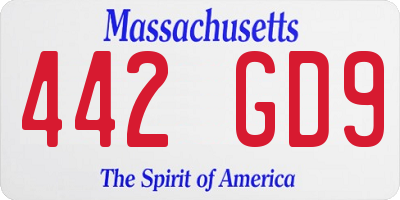 MA license plate 442GD9