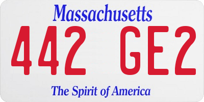 MA license plate 442GE2