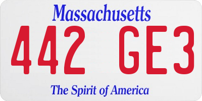 MA license plate 442GE3