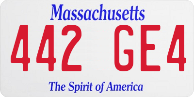 MA license plate 442GE4