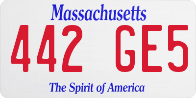 MA license plate 442GE5