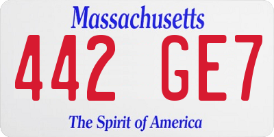 MA license plate 442GE7